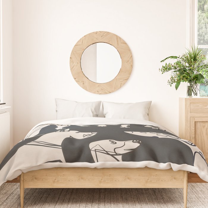Minimal Abstract Dogs Art 1 Duvet Cover Gallery Image 3