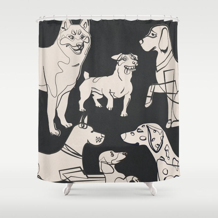 Minimal Abstract Dogs Art 1 Shower Curtain Gallery Image 1