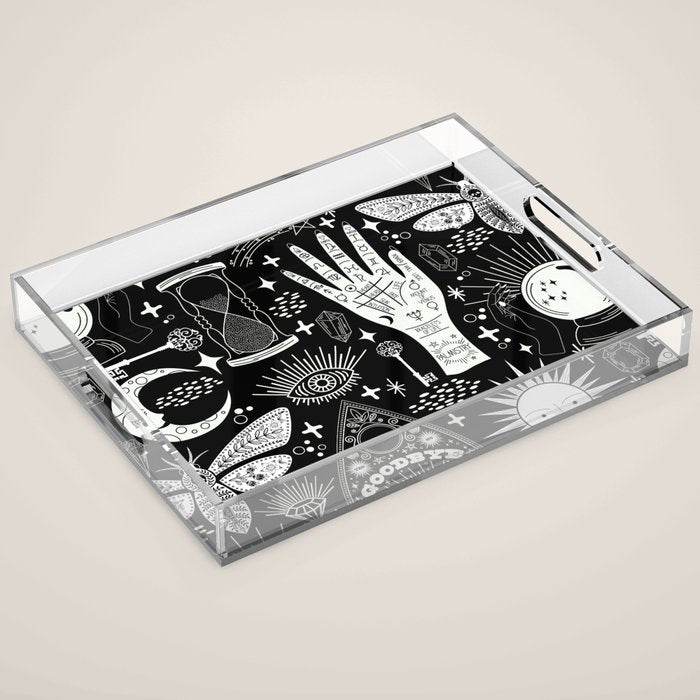 Enchanted - Enchantment - Black and White Acrylic Tray Gallery Image 1