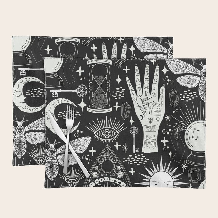 Enchanted - Enchantment - Black and White Placemat Gallery Image 1