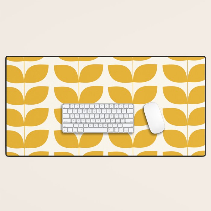 Danish Pattern Yellow Mid Century Modern Desk Mat Gallery Image 1