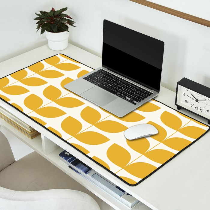 Danish Pattern Yellow Mid Century Modern Desk Mat Gallery Image 2
