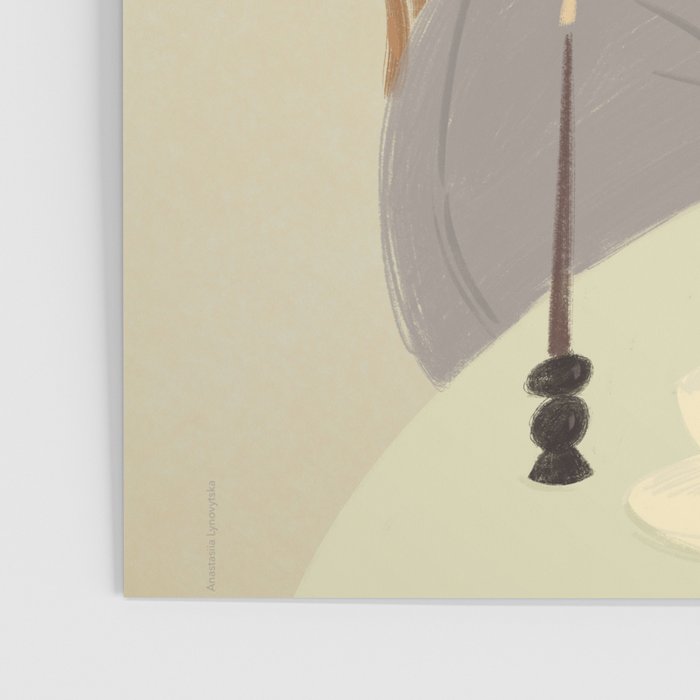 portrait of a fragile woman at a table with flowers Poster Gallery Image 3