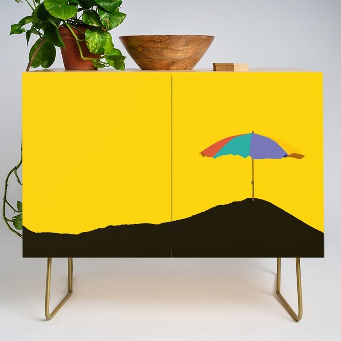 Colorful Parasol Black Yellow Background #decor #society6 #buyart Credenza Gallery Image 1