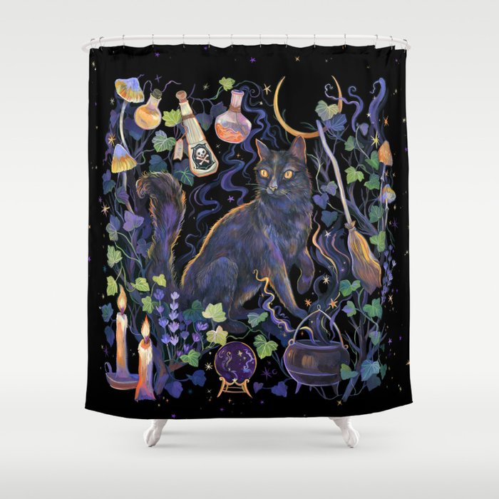 Black Cat Shower Curtain Gallery Image 1