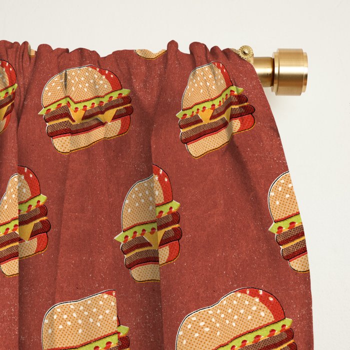 FAST FOOD / Burger - pattern Window Curtain Gallery Image 2