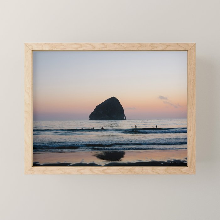 Sunset Surfers - Oregon Coast Mini Art Print Gallery Image 1