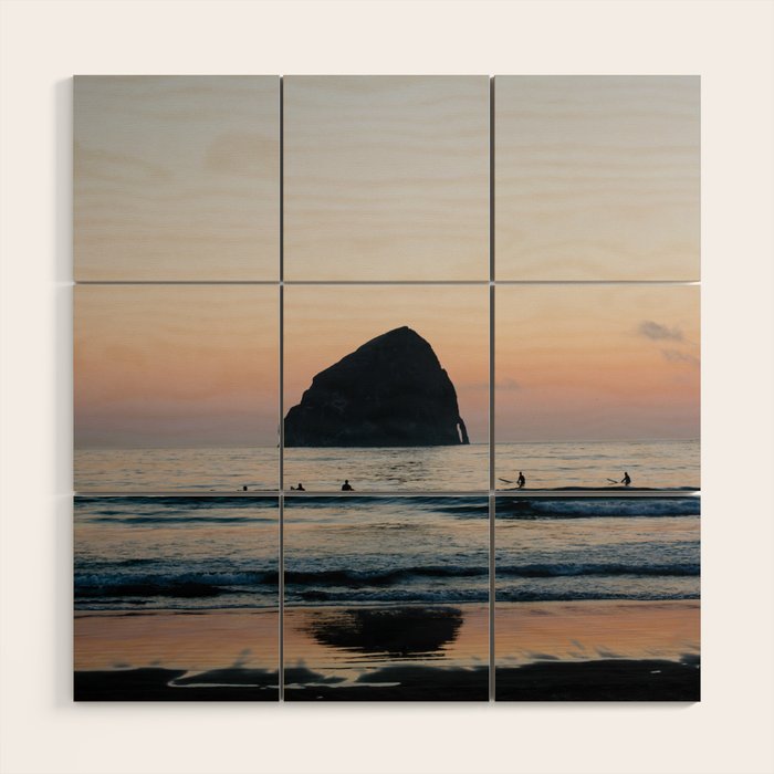 Sunset Surfers - Oregon Coast Wood Wall Art Gallery Image 1