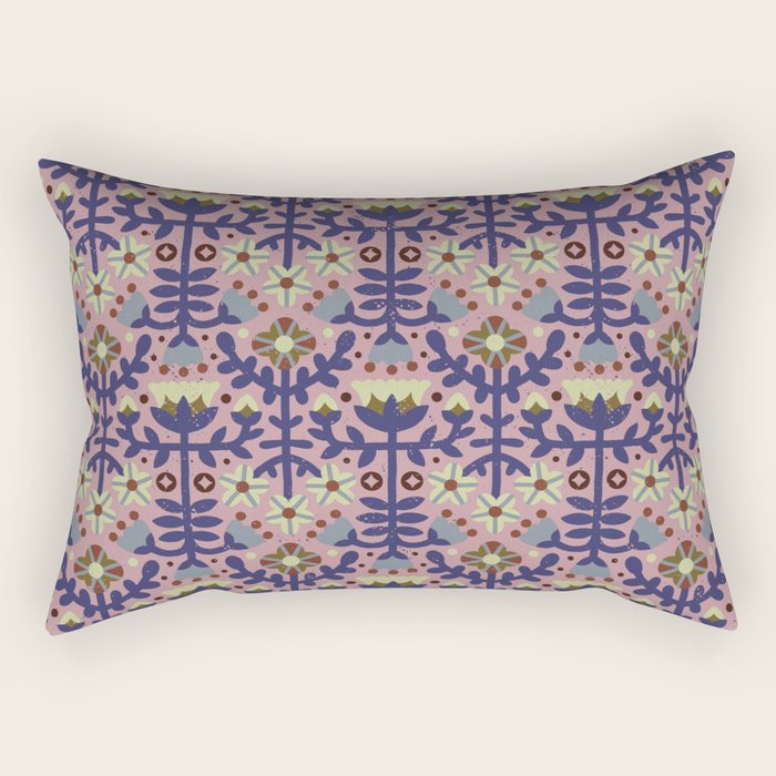 Playful Folk Floral Rectangular Pillow Gallery Image 1