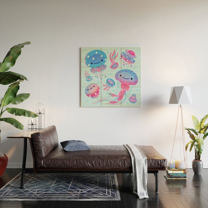Polka dot jellyfish Wood Wall Art Gallery Image 2