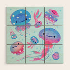 Polka dot jellyfish Wood Wall Art Gallery Image 1