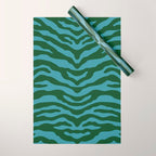 Zebra Wild Animal Print Green and Blue Wrapping Paper Gallery Image 1