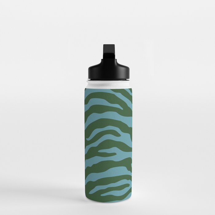 Zebra Wild Animal Print Green and Blue Water Bottle Gallery Image 3
