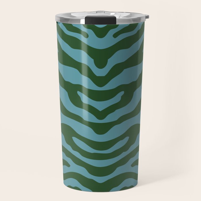 Zebra Wild Animal Print Green and Blue Travel Mug Gallery Image 1