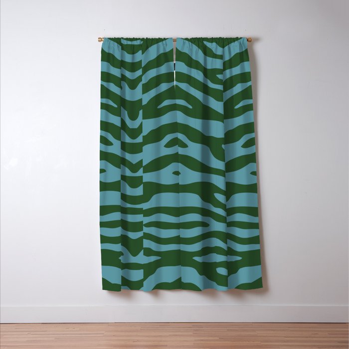 Zebra Wild Animal Print Green and Blue Window Curtain Gallery Image 3