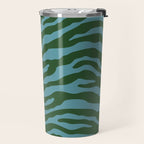 Zebra Wild Animal Print Green and Blue Travel Mug Gallery Image 2