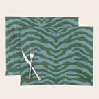 Zebra Wild Animal Print Green and Blue Placemat Gallery Image 1