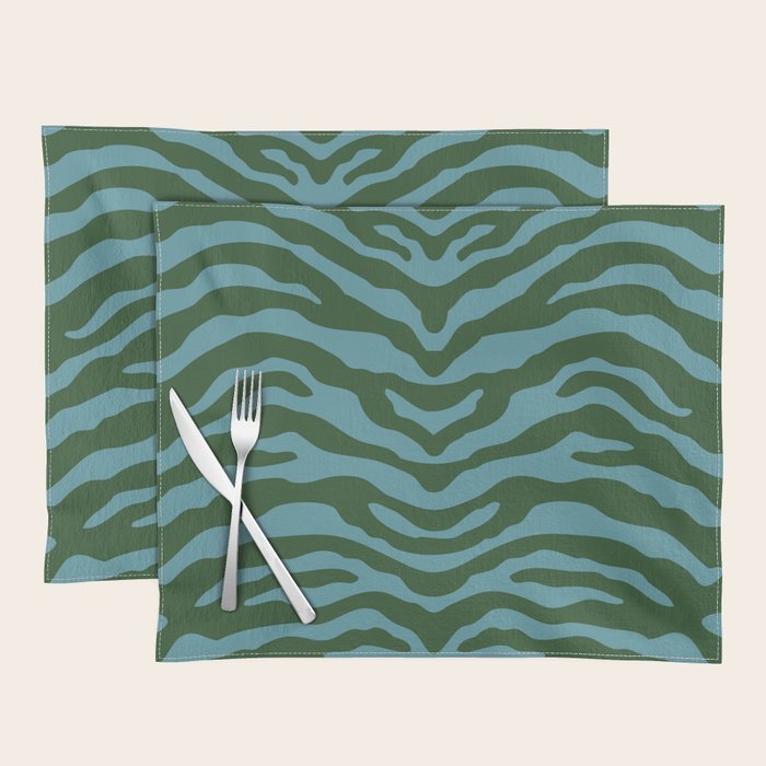 Zebra Wild Animal Print Green and Blue Placemat Gallery Image 1