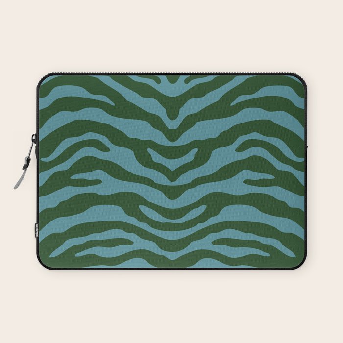 Zebra Wild Animal Print Green and Blue Laptop Sleeve Gallery Image 1