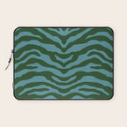 Zebra Wild Animal Print Green and Blue Laptop Sleeve Gallery Image 1