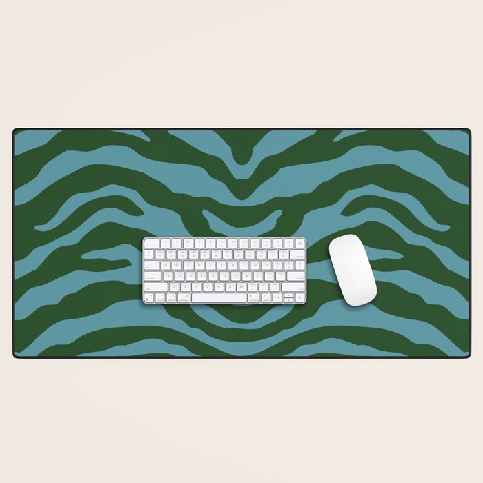 Zebra Wild Animal Print Green and Blue Desk Mat Gallery Image 1