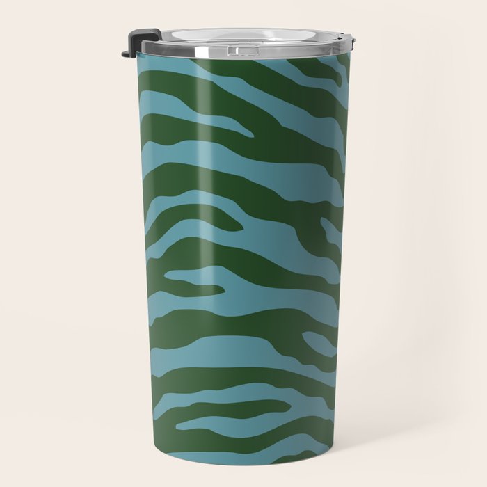 Zebra Wild Animal Print Green and Blue Travel Mug Gallery Image 3