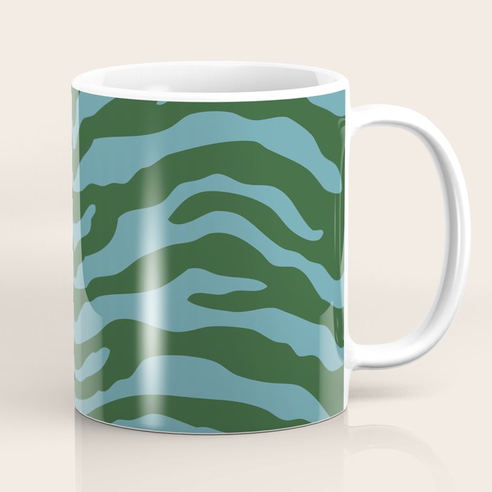Zebra Wild Animal Print Green and Blue Coffee Mug Gallery Image 1