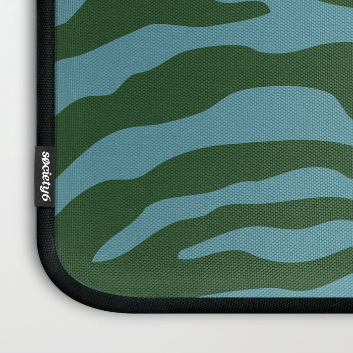 Zebra Wild Animal Print Green and Blue Laptop Sleeve Gallery Image 3