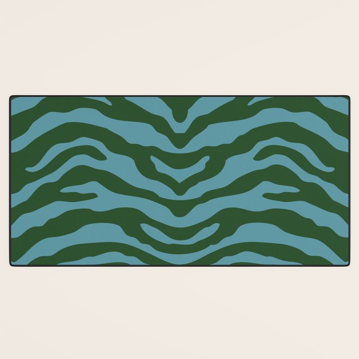 Zebra Wild Animal Print Green and Blue Desk Mat Gallery Image 3