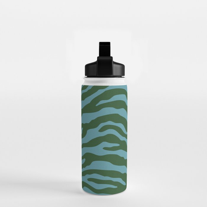 Zebra Wild Animal Print Green and Blue Water Bottle Gallery Image 2