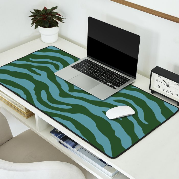 Zebra Wild Animal Print Green and Blue Desk Mat Gallery Image 2