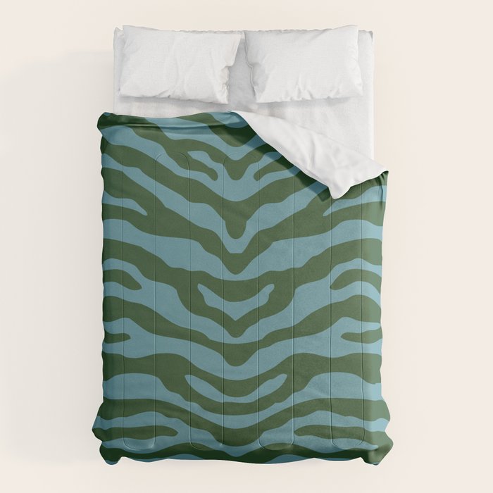 Zebra Wild Animal Print Green and Blue Comforter Gallery Image 6