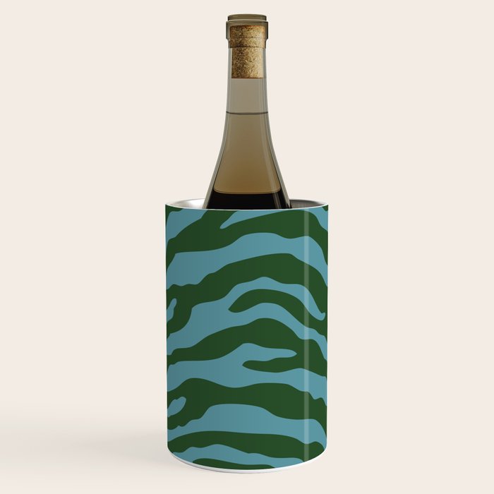 Zebra Wild Animal Print Green and Blue Wine Chiller Gallery Image 3