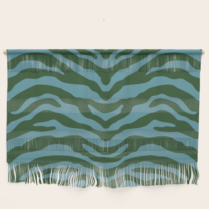 Zebra Wild Animal Print Green and Blue Wall Hanging Gallery Image 1
