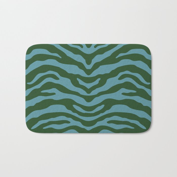 Zebra Wild Animal Print Green and Blue Bath Mat Gallery Image 1