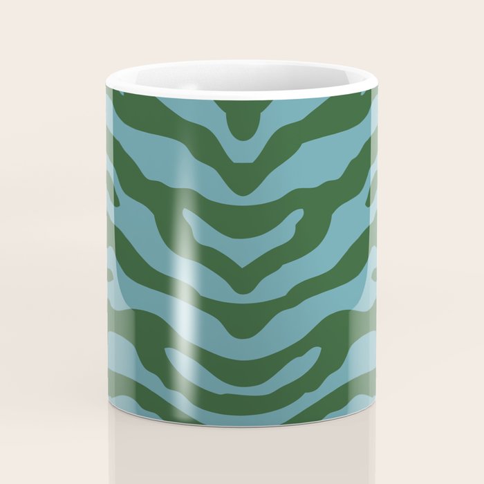 Zebra Wild Animal Print Green and Blue Coffee Mug Gallery Image 4