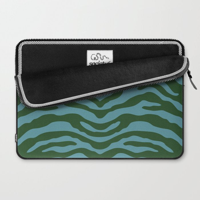 Zebra Wild Animal Print Green and Blue Laptop Sleeve Gallery Image 2