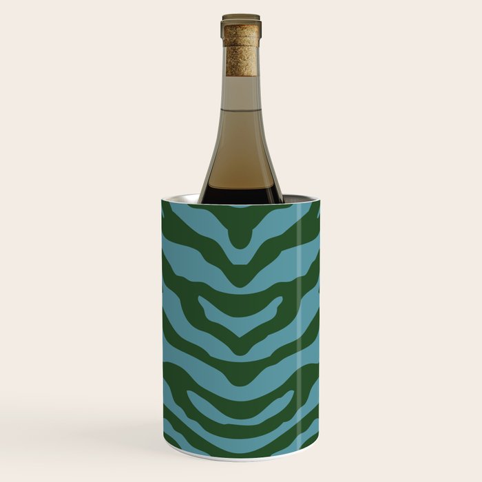 Zebra Wild Animal Print Green and Blue Wine Chiller Gallery Image 1