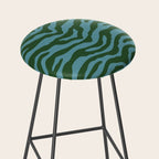 Zebra Wild Animal Print Green and Blue Stool Gallery Image 2