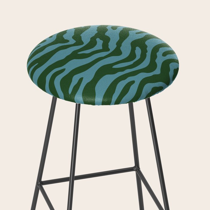 Zebra Wild Animal Print Green and Blue Stool Gallery Image 2