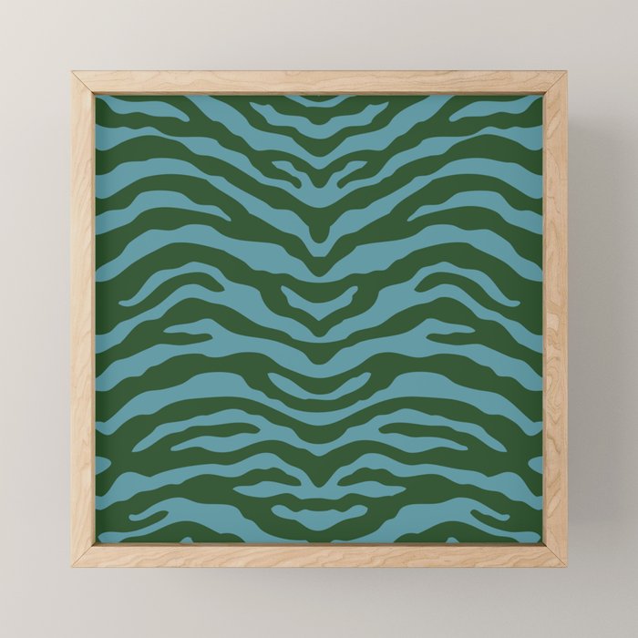 Zebra Wild Animal Print Green and Blue Mini Art Print Gallery Image 1
