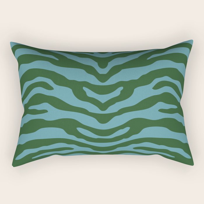 Zebra Wild Animal Print Green and Blue Rectangular Pillow