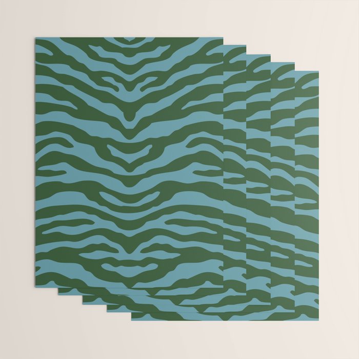 Zebra Wild Animal Print Green and Blue Wrapping Paper Gallery Image 3