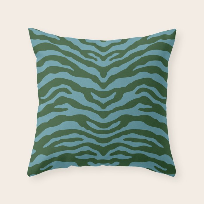 Zebra Wild Animal Print Green and Blue Throw Pillow Gallery Image 6