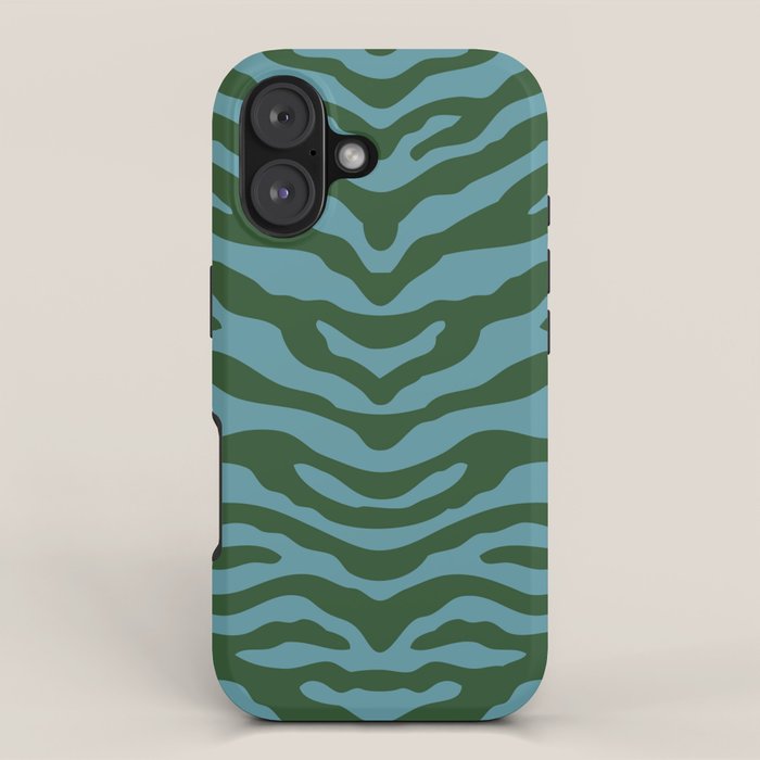 Zebra Wild Animal Print Green and Blue iPhone Case Gallery Image 1