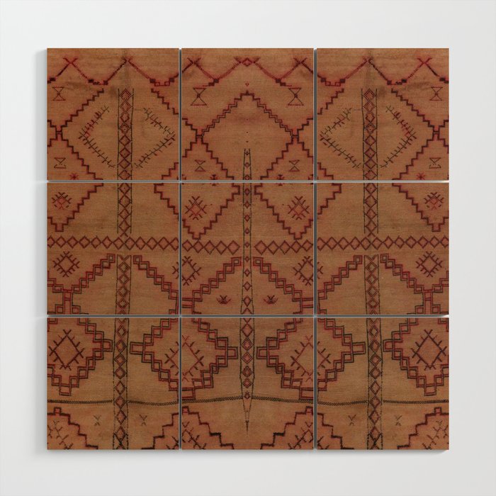 Heritage Moroccan Berber Carpet Design B29 Wood Wall Art Gallery Image 1