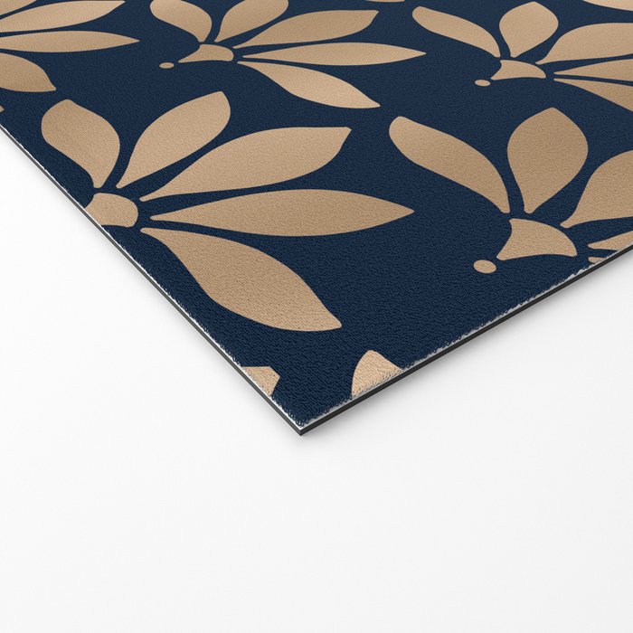 Gold and Navy Art Deco Leaf Design Welcome Mat Gallery Image 2