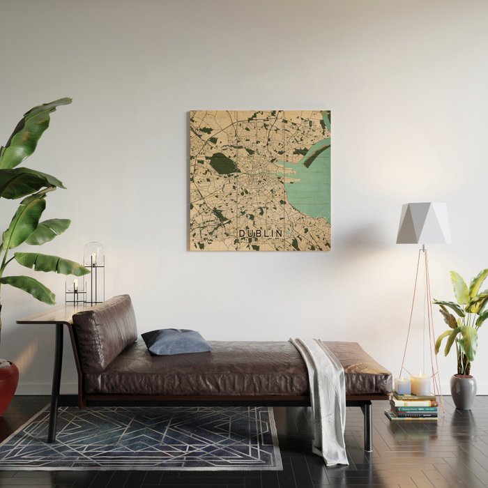Dublin City Map of Ireland - Vintage Wood Wall Art Gallery Image 2