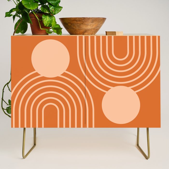Mid Century Modern Geometric 194 in Orange Shades Credenza Gallery Image 1