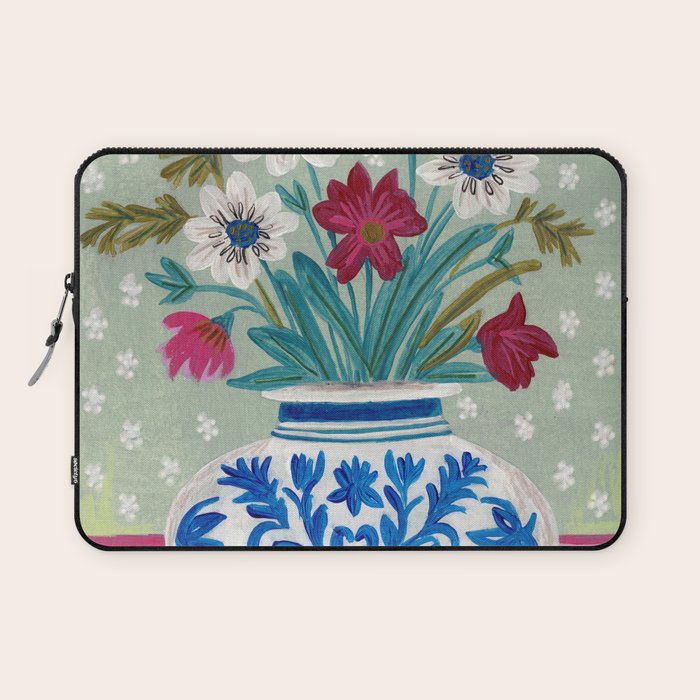 Still Life Vase with Wild Flowers Bouquet Bright colours Laptop Sleeve Gallery Image 1